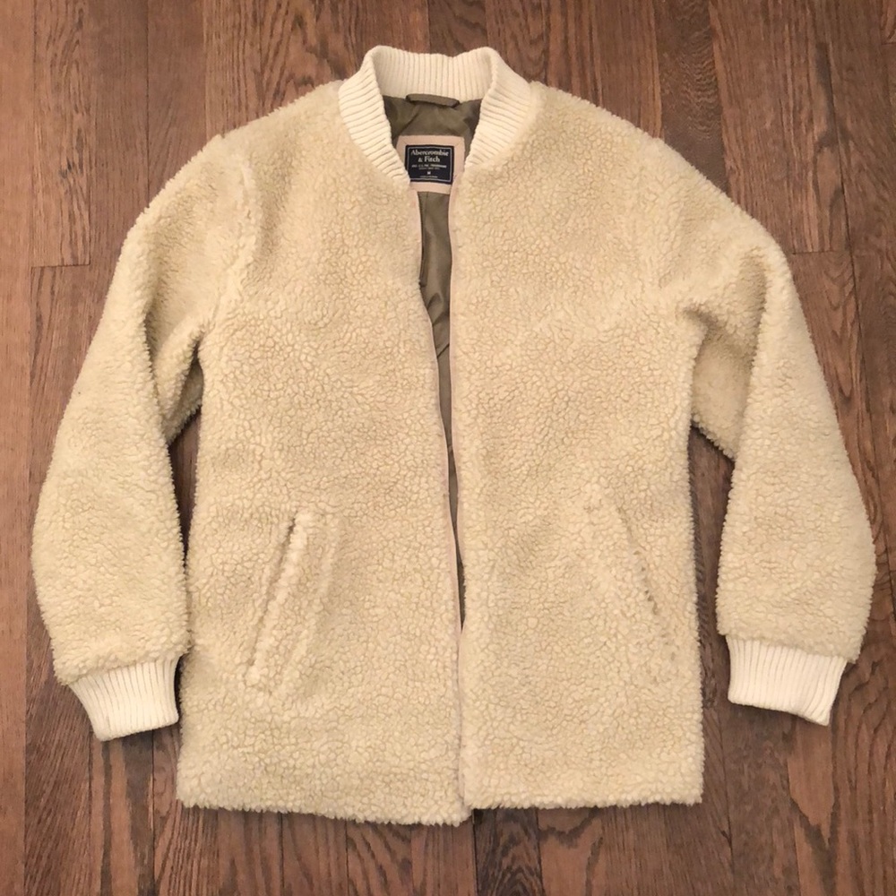 LIKE NEW Bomber Sherpa Jacket in Beige